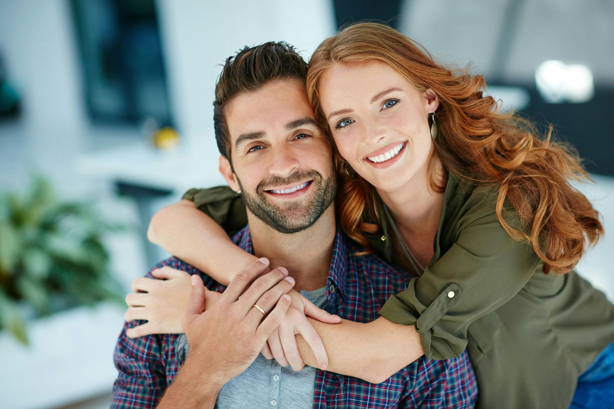 young couple smiling