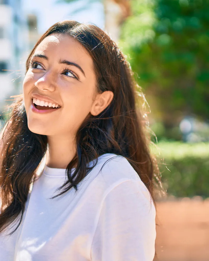 Patient receiving dental crown shade matching