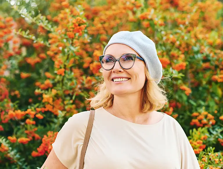 Senior person smiling warmly