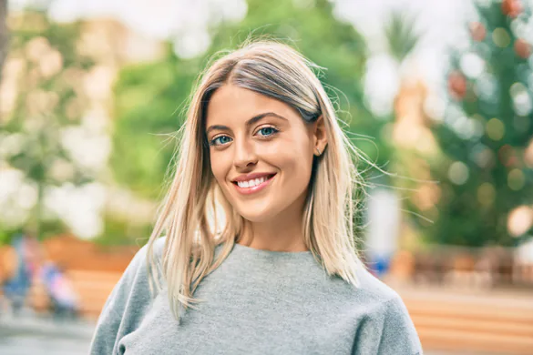 Examining a white filling on a molar