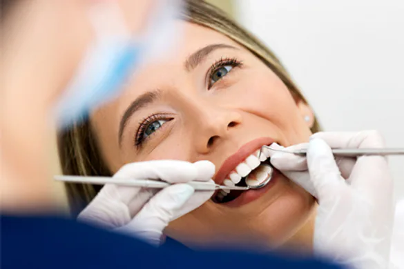 a woman with inflamed gums